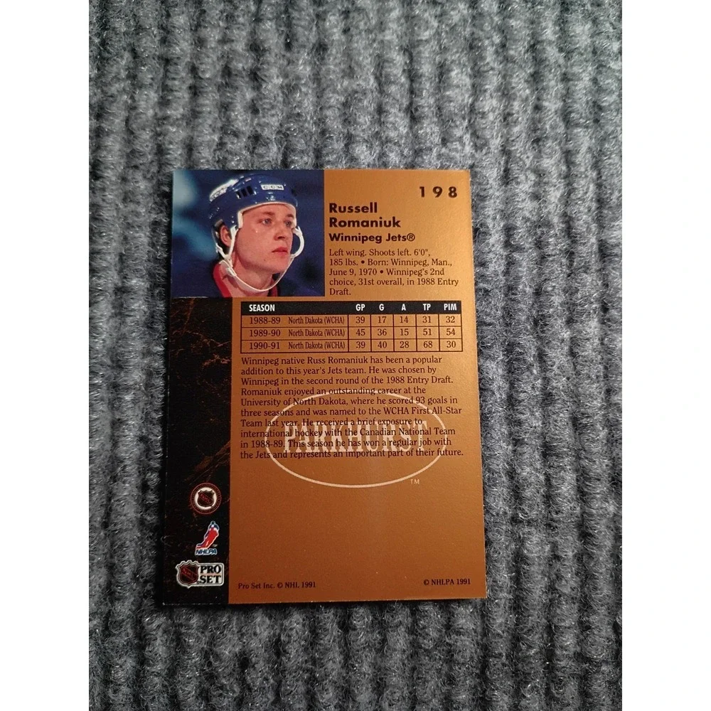 1991 Parkhurst Winnipeg Jets Russell Romaniuk Rookie Hockey Card #198